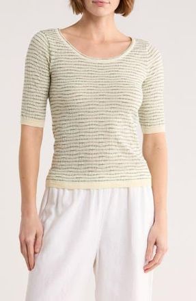 Max Studio Pattern Elbow Sleeve Sweater in Ivory/Seamist at Nordstrom Rack, Size X-Small