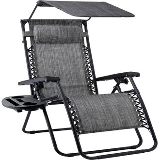 Best Choice Products 30 Extra Wide Folding Zero Gravity Patio Lounge Chair w/Adjustable Canopy Shade
