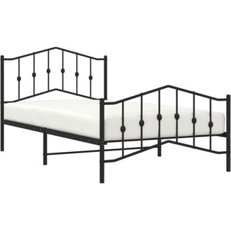 vidaXL Estructura Cama Sin Colch&oacute;n Con Estribo Metal Negro 100x200 Cm Vidaxl
