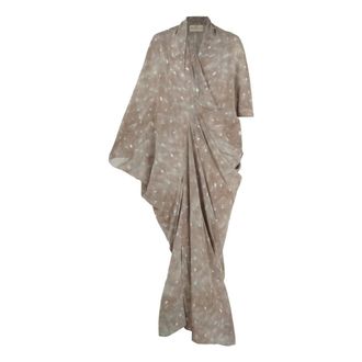 Cortana Kleedjes, Dames, Bruin, S, Mayu, jurk in biologische zijde ayaz print