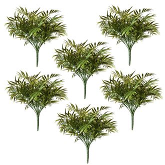 Leaf 40cm Fire Retardant Artificial Palm Tree Stem Pack of 6 in Green