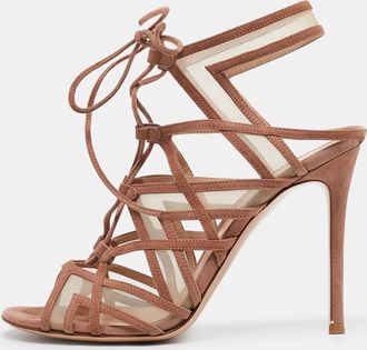 Gianvito Rossi Brown Suede And Mesh Adria Sandals