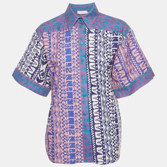 Zimmermann Multicolor Spliced Print Cotton Acadian Shirt