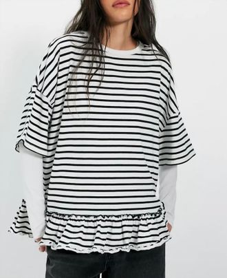 Free People Womens The Most Striped Tee In Black Combo