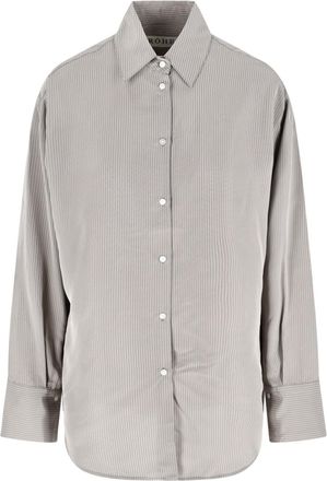 R&oacute;he Striped Shirt In Grey Fabric, Classic Collar