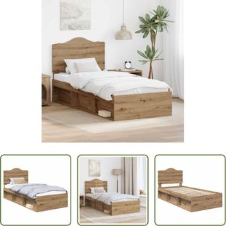vidaXL Letto moderno - Struttura del letto con testiera Rovere Artigianale 90 x 200 cm