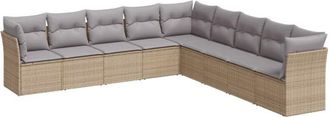 vidaXL Set De Sof&aacute;s De Jard&iacute;n 9 Pzas Con Cojines Rat&aacute;n Sint&eacute;tico Beige Vidaxl