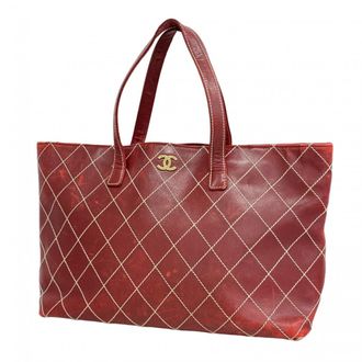 Chanel Red Color Leather Tote Bag (Pre-Owned)
