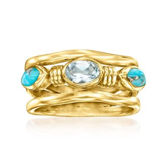 Ross-Simons Turquoise and. Sky Blue Topaz Ring in 18kt Gold Over Sterling