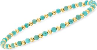Canaria Canaria 3mm Turquoise and 10kt Yellow Gold Bead Stretch Bracelet