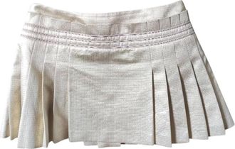 Chanel Gold Lame Pleated Mini Skirt Size M
