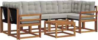 vidaXL Conjunto De Sof&aacute;s De Exterior 7 Uds. Gris Natural Y Claro Vidaxl