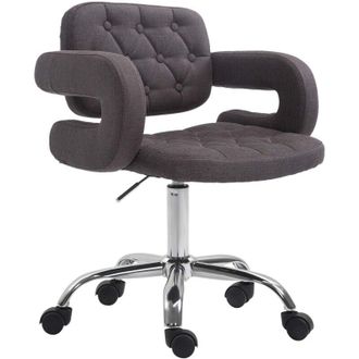 Clp Taburete Con Ruedas Dublin En Tela Gris Oscuro