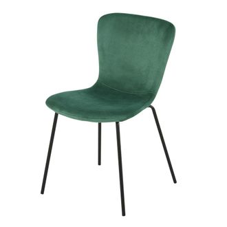 Maisons du monde Silla de comedor tapizada en terciopelo verde abeto