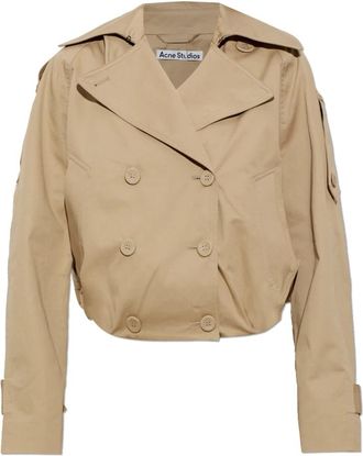 Acne Studios Jassen, Dames, Beige, L, Katoen, Korte Trenchcoat