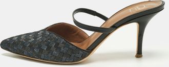 Malone Souliers Black/navy Blue Woven Fabric Marla Mules