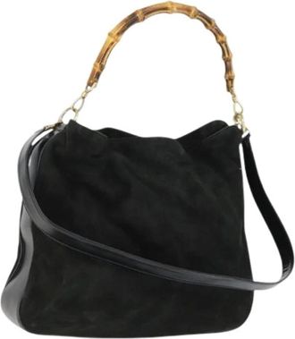 Gucci Pre-owned Handbags, female, Black, Size: ONE SIZE Pre-owned Vintage Suede Handbag