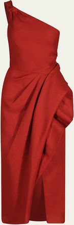 Johanna Ortiz Salsero One-Shoulder Draped Midi Dress