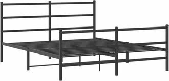 vidaXL Metal Bed Frame without Mattress with Footboard Black 160x200cm vidaXL
