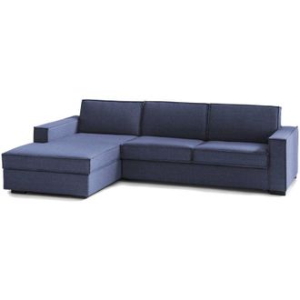 Talamo Italia Divano letto con penisola Allaida, Sof&agrave; con penisola contenitore Sinistra, Braccioli standard, 100% Made in Italy, Cm 280x95h90, Blu - Talamo Italia