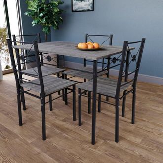 Home Discount Roslyn 4 Seater Dining Set Kitchen Dining Table and Chairs Furniture, Grey