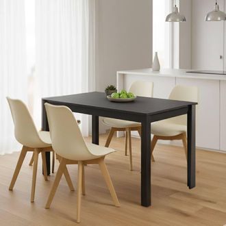 Kosy Koala Dark Grey Dining Table Set with 4 Cream Dining Chairs
