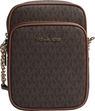 Michael Kors Jet Set Travel Medium Crossbody Tas - Dames - Schoudertassen - Bruin - ONE Size - Polyester - Tassen