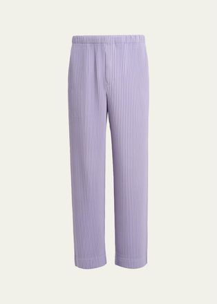 Homme Pliss&eacute; Issey Miyake Mens Pleated Straight Leg Pull-On Pants