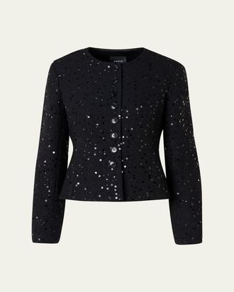 Akris Kelis Sequined Tweed Jacket