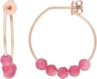 Rina Limor Silver 1.14 Ct. Tw. Pink Tourmaline Hoop Earrings