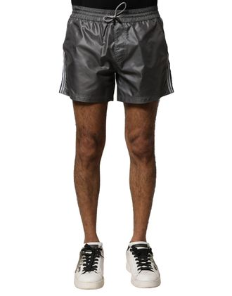 Dolce & Gabbana Gray Polyester Mid Waist Casual Bermuda Mens Shorts