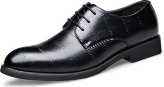 Generic Oxford Dress Shoes for Men Lace Up Floral Derby Shoes Round Toe Vegan Leather Anti-Slip Block Heel Rubber Sole Business(Black,8.5 UK)