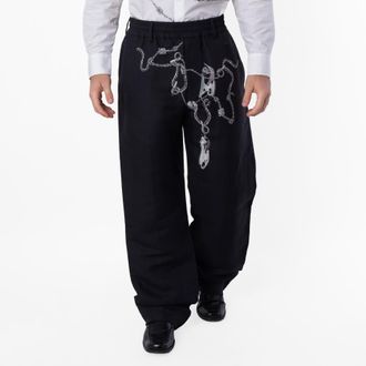 Burberry Knight Hardware Canvas Tailored Trousers, Size X-Large