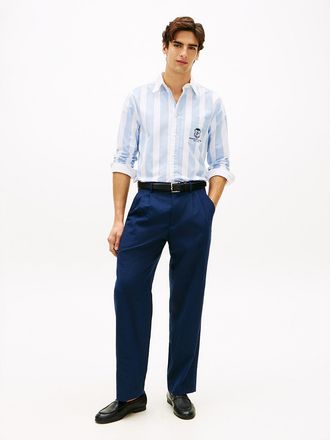 Tommy Hilfiger Mens Relaxed Light Wool-Blend Seersucker Pant - Navy - 30W x 30L