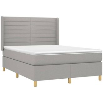 vidaXL Vidaxl - Cama Box Spring Con Colch&oacute;n Tela Gris Claro 140x200 Cm