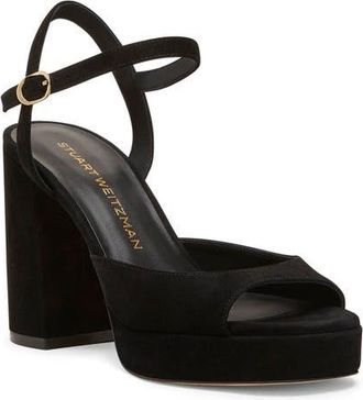 Stuart Weitzman Dayna II Platform Sandal in Black at Nordstrom, Size 9.5