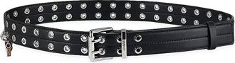 Ganni Double Eyelet Safety Pin Belt In Black