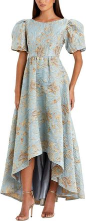 Mac Duggal Brocade Puff Sleeve High Low Gown