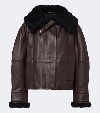 Sportmax Padded shearling-trimmed leather jacket