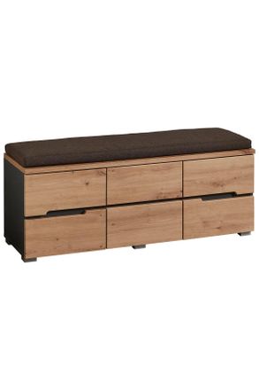 Voleo Garderobenbank, Graphitfarben, Grau, Eiche Artisan, Textil, Holzwerkstoff, F&uuml;llung: Schaumstoff, Polyurethan (Pur), 120.3x48x38 cm, Garderobe, Gardero