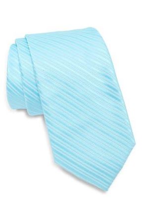 Nordstrom Rack Stripe Rib Satin Tie in Mint at Nordstrom Rack