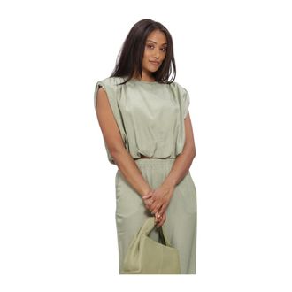 Refined Department Refined Department - Dames Blouses Ladies Woven Flowy Cropped Blouse Liv - Dames - Tops - Groen - Maat: S Linnen