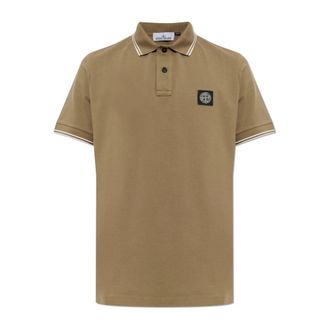 Stone Island Logo Polo - Heren - Polos - Bruin - L - Katoen - Tops