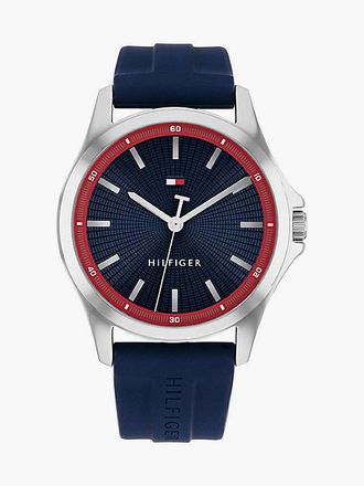 Tommy Hilfiger Stainless Steel Blue Silicone Strap Watch