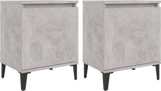 vidaXL Vidaxl - Mesitas de noche con patas de metal gris hormigón 40x30x50 cm