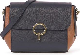 Melluso Borsa con tracolla in pelle blu e cuoio bor929