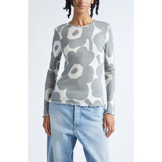 Marimekko Floraali Unikko Rib Top in Grey Off White at Nordstrom Rack, Size X-Small