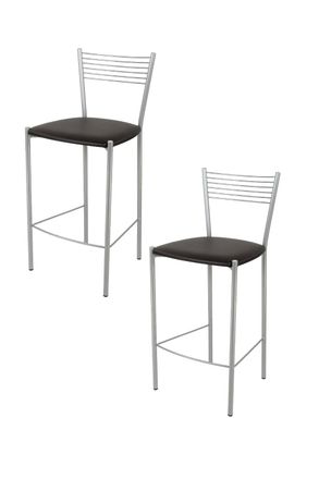 Tommychairs Tommychairs 2 Taburetes Elegance En Acero Aluminio Asiento Polipiel Moka