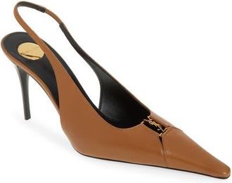Saint Laurent Babylone Slingback Pump in Dark Macadamia at Nordstrom, Size 6.5Us