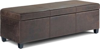 Simpli Home Avalon 48In Contemporary Rectangle Storage Ottoman Bench